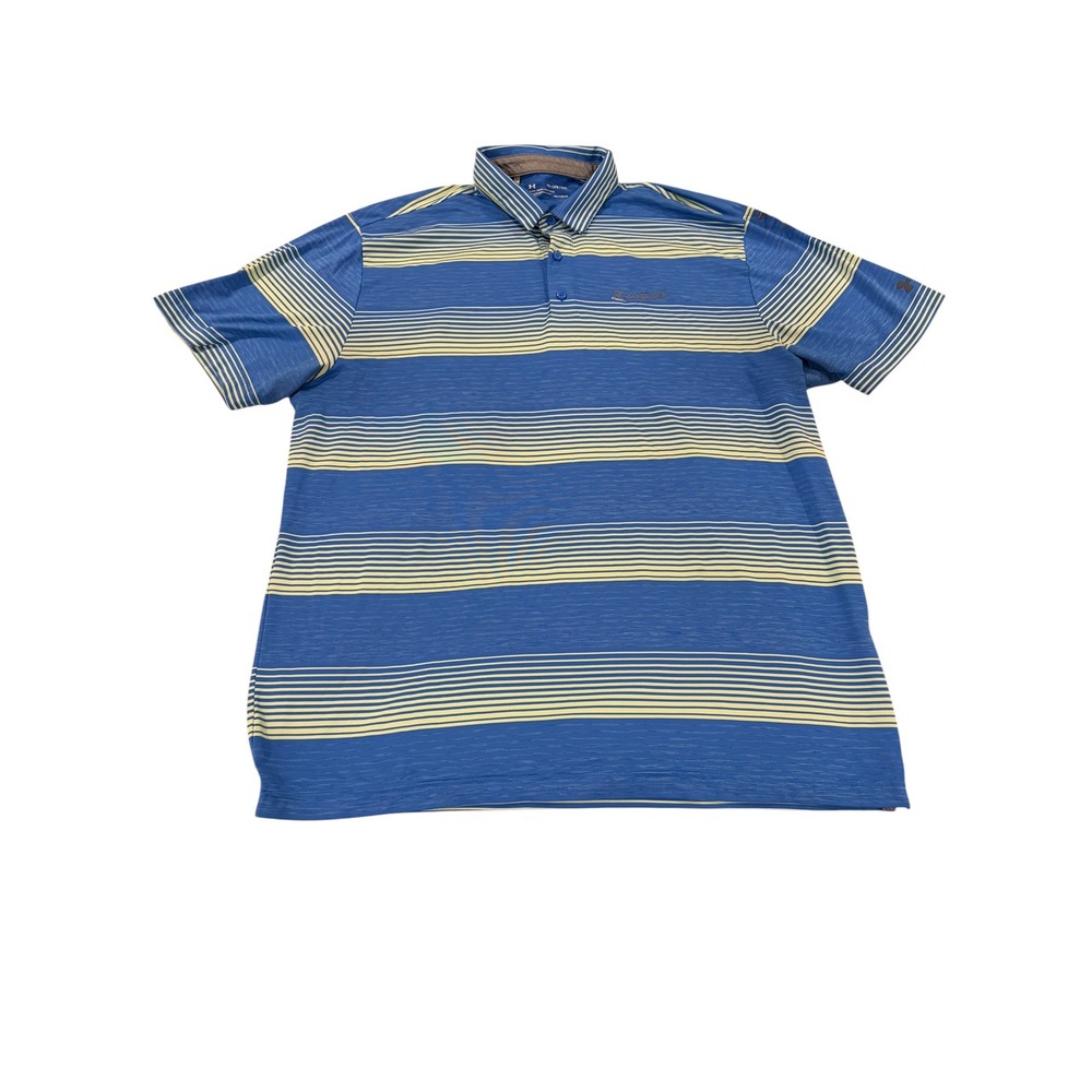Under Armour HeatGear Golf Polo Mens 2XL Blue Yellow Striped Canebrake Club